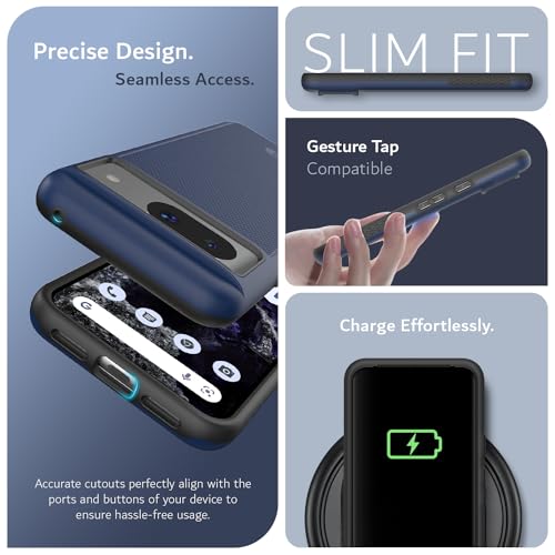 TUDIA MergeGrip [Military Grade] Designed for Google Pixel 8 Case (2023) - [Drop Tested] Dual Layer Shockproof Slim Rugged Tough Heavy Duty Protective Phone Cases Cover - Indigo Blue - color: Indigo Blue, size: Standard Pixel 8