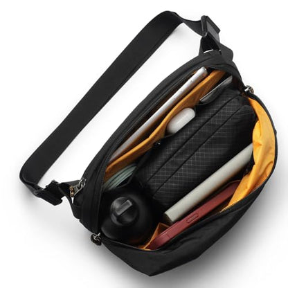 Allett Daily Sling Bag for Men & Women, Water-Resistant Nylon Crossbody - color: Black