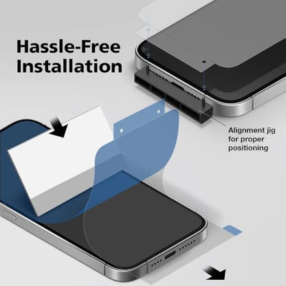 2 Pack Ultra-Thin Hybrid Screen Protector Compatible with iPhone 17 Pro, 9H Glass-Coated PET Film [Unbreakable] Ultra Clear, Scratch Resistant, Case-Friendlt, Easy Install with Alignment Jig - size: iPhone 17 Pro