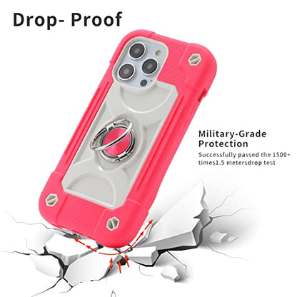 MARKILL Compatible with iPhone 14 Pro Case 6.1 Inch with Built-in Ring Stand, Military Grade Drop Protection Full Body Rugged Heavy Duty Case 3 in 1 Protective Durable Cover Hot Pink - color: Hot Pink, size: iPhone 14 Pro 6.1"