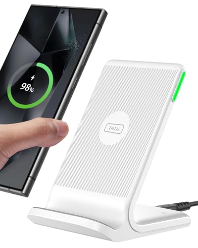 INIU Wireless Charger, 15W Fast Wireless Charging Phone Station with LED - color: White, size: 1 Pack