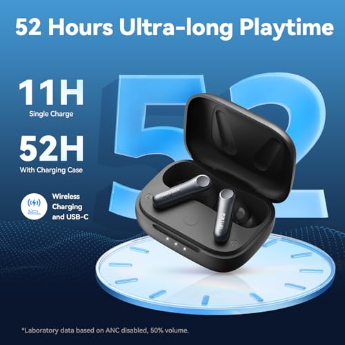EarFun Air Pro 4 Adaptive Hybrid Noise Canceling Wireless Earbuds, Qualcomm Snapdragon Sound, aptX™ Lossless, 6 Mics AI CVC 8.0 Call, LDAC Hi-Res Audio, 52H Playtime, Bluetooth 5.4, in-Ear Detection - color: Black