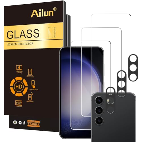 Ailun Screen Protector for Galaxy S23 FE [6.4 Inch] 3Pack + 3Pack Camera Lens Tempered Glass Fingerprint Unlock Compatible 0.25mm Ultra Clear Anti-Scratch Case Friendly [Not For Galaxy S23] - color: Transparent, size: S23 FE 6.4 inches