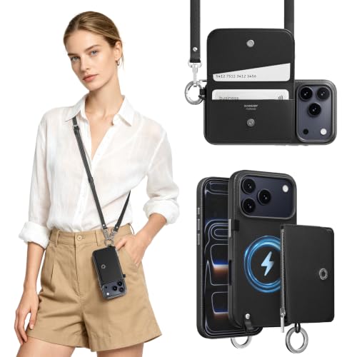 MAGEASY Pouch MagSafe Crossbody Wallet Phone Case for iPhone 18 Pro & 17 Pro, Removable Magnetic Wallet with Strap Adjustable, Shockproof Protection Purse Case, RFID Blocking (Black) - color: Black, size: iPhone 17/18 Pro