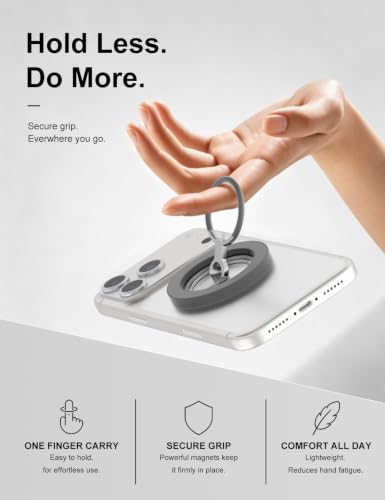 MagSafe Phone Grip Stand, 360° Rotatable, Dual-Sided Magnet - color: Gray