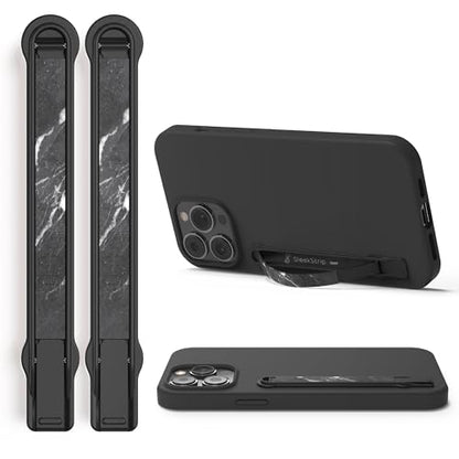 SleekStrip SleekGrip-Premium Ultra Thin Phone Grip Stand,Slim Metal Finger Loop Ring Hand Holder Strap Cell Phone Grips for iPhone 16 Pro Max,17,Android,Case Back - Gunmetal x Black Marble 2PK - color: 2PK [ Gunmetal x Black Marble ]