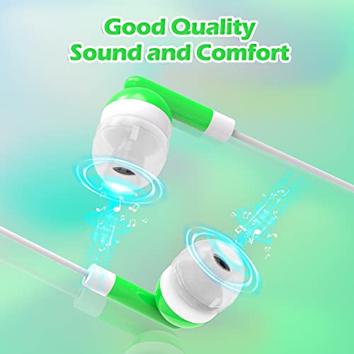 CN-Outlet Wholesale Earbuds Bulk Headphones Individually Bagged 50 Pack for iPhone, Android, MP3 Player for Schools, Libraries, Hospitals (Green) - color: Green