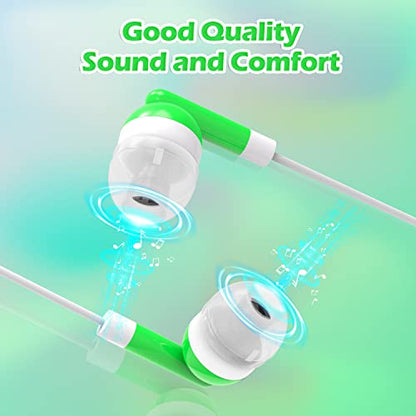 CN-Outlet Wholesale Earbuds Bulk Headphones Individually Bagged 50 Pack for iPhone, Android, MP3 Player for Schools, Libraries, Hospitals (Green) - color: Green