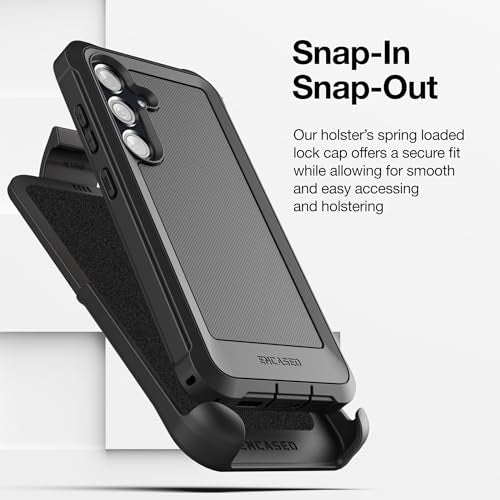 Encased for Samsung Galaxy A35 5G Phone Case with Belt Clip Holster and Screen Protector (Tempered Glass) Heavy-Duty Protective Rugged Cover (Falcon Series), Black