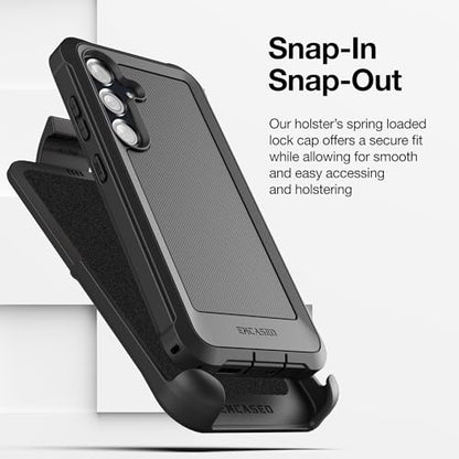 Encased for Samsung Galaxy A35 5G Phone Case with Belt Clip Holster and Screen Protector (Tempered Glass) Heavy-Duty Protective Rugged Cover (Falcon Series), Black