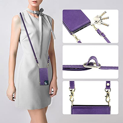 Bocasal Crossbody Wallet Case with Strap for iPhone 13 Pro, Purple - color: Purple