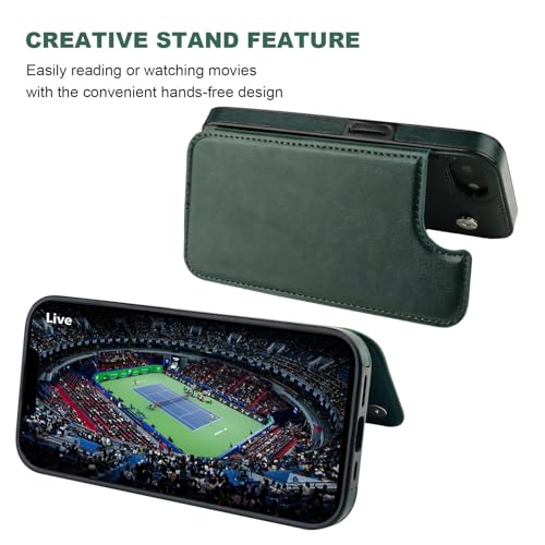 ONETOP for iPhone 17e/16e Wallet Case with Credit Card Holder,Green | Kickstand,ID/Cash Holder,Case Wallet with Card Slots,Double Magnetic Clasp,Durable PU Leather Shockproof Cover for Women Men - color: Green