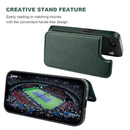 ONETOP for iPhone 17e/16e Wallet Case with Credit Card Holder,Green | Kickstand,ID/Cash Holder,Case Wallet with Card Slots,Double Magnetic Clasp,Durable PU Leather Shockproof Cover for Women Men - color: Green