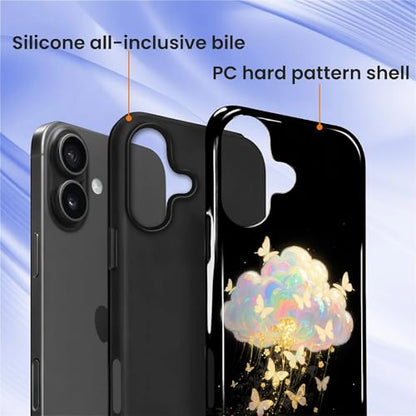 Case for iPhone 16 Plus, Shockproof Hybrid Protective Phone Case, Dual-Layer Drop Protection Anti-Scratch, Butterfly Cloud - color: Butterfly Cloud, size: iPhone 16 Plus