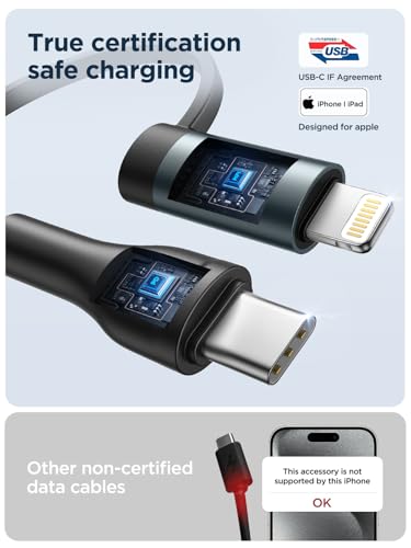 4 in 1 Charging Cable [2Pack 6.6FT] 60W Fast Charging Cord Apple MFi Certified Lightning Cable Nylon Braided Multi USB C Cable for iPhone 16/15 14 13 iPad Samsung Galaxy MacBook iPad Tablets and More