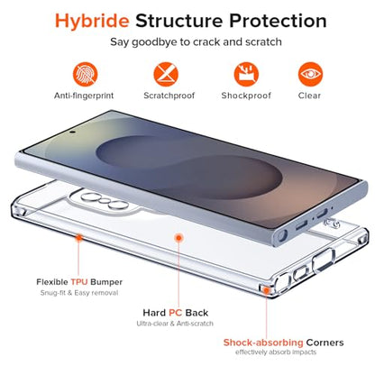 ivoler 3-in-1 Case for Samsung Galaxy S25 Ultra 5G 6.9” with 2 Pack Tempered Glass Screen Protector[Full Coverage], [Military Grade Protection] Slim Phone Bumper Cover Clear [Non-Yellowing]