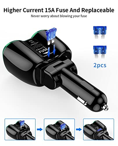 SUPERONE 180W 2-Socket Cigarette Lighter Splitter with QC3.0 & 20W PD USB C - color: Green
