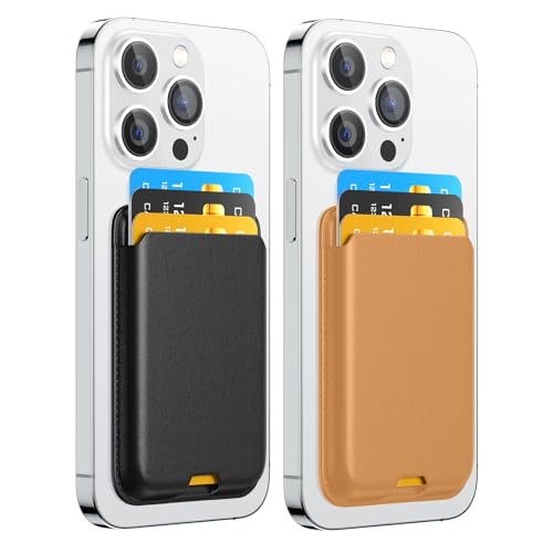 Magnetic Wallet Card Holder intended for Apple iPhone with Magsafe, Wallet for iPhone 17 16 15 14 13 12 Pro Max Air Plus Mini Series, Mag 3 Safe Wallet Stick on for Phone Case, Black Yellow - color: Yellow Black