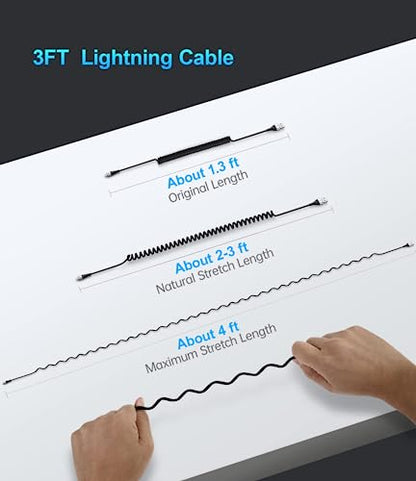 Short iPhone Charger Cable for Car, 2 Pack 3FT Coiled Lightning Cable - color: Gold, style: USB A to Lightning
