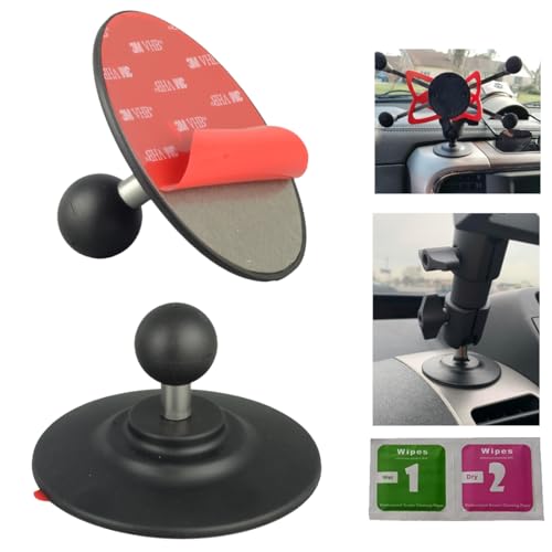 1 Inch Ball Adhesive Mount Base Compatible with RAM Mounts B Size Double Socket Arm Flexible Adhesive 1" Ball Base Mount for Action Camera Car Dashboards Motorcycle Phone Holder Mount Base