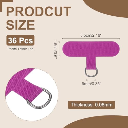 uxcell 36pcs Phone Tether Tab, Universal Phone Lanyard Patch T Shape Cell Phones Strap Replacement Part for Most Smartphone Cases, Rose Red - color: Rose Red
