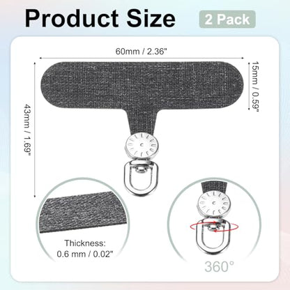 uxcell Rotating Phone Lanyard Tab Ultra-Thin No-Adhesive Phone Tether Patch - color: Silver Dial, Gray Patch