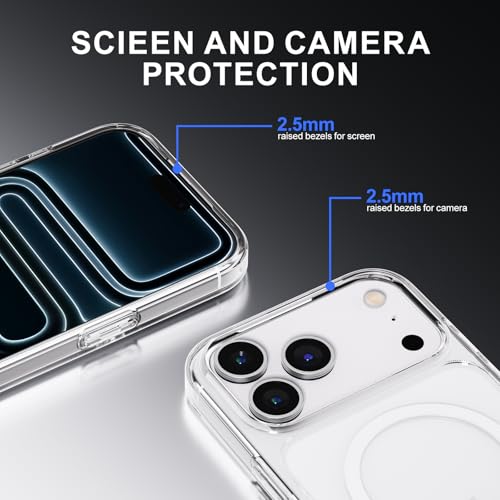 PAUL B for 2025 iPhone 17 Pro Max Case (Compatible with MagSafe) Military Grade Drop Protection(Drop Tested up to 13FT) Anti Yellowing|Magnetic Rugged Shockproof Phone Cover (Clear, iPhone 17 Pro Max) - color: Clear, size: iPhone 17 Pro Max