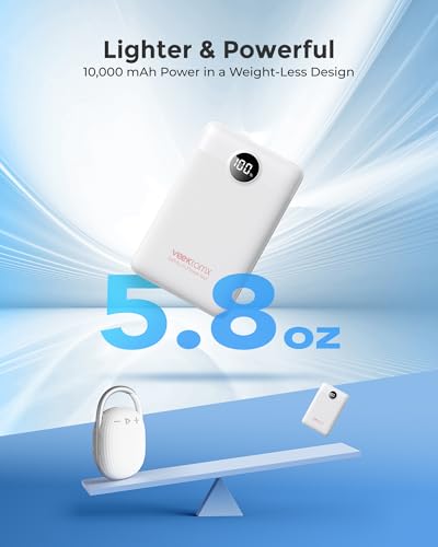 Portable Charger 10000mAh, Ultra Slim Power Bank Fast Charging (White) - color: white