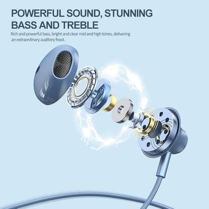 Wired in-Ear Headphones with Microphone, 3.5mm Jack Earphones - color: Aurora Purple, 3.5mm Round Tip