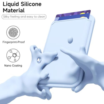 LoeoeL Magnetic Phone Wallet Compatible with Magsafe Wallet, Silicone ID Credit Card Holder Wallets for Back of Phone Pocket, Slim Thin Pouch Sleeve Wallets for iPhone Samsung, Light Blue - color: Light Blue