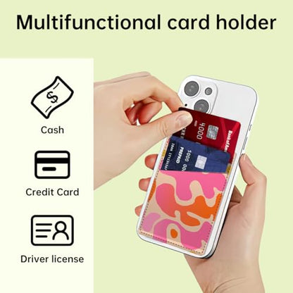 Cute Pink Shape Leather Phone Card Holder, Dual Pocket, Compatible with Most Phones