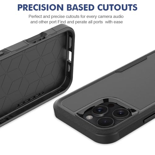 Heavy‑Duty Rugged Anti‑Drop Shockproof Protective Phone Case for iPhone 16 Pro Max, Durable Protective Shell, Black - color: Black, size: iPhone 16 Pro Max