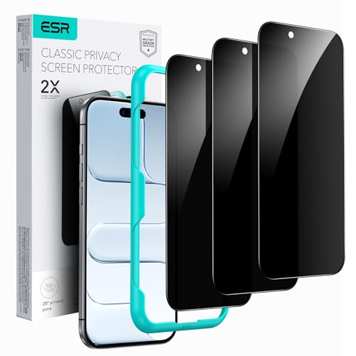 ESR 3 Pack for iPhone 16 Pro Max Privacy Screen Protector, Align Frame