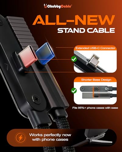 chubbycable 240W Invisible Stand Fast Charge USB C to C Cable, Black 4.9FT - color: Black, size: 4.9ft