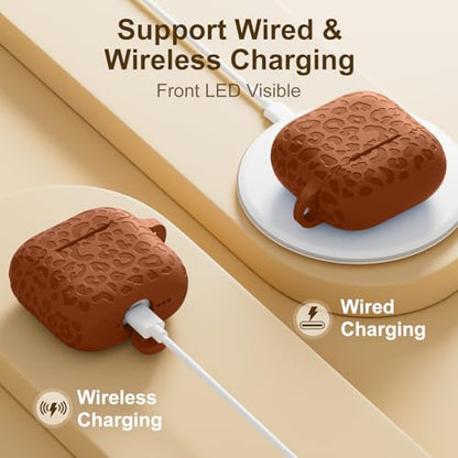 Leopard Engraved for AirPods 5 (2026) and AirPods 4 Case Cover (2024) - color: Brown, size: Airpods 5 & 4 Case