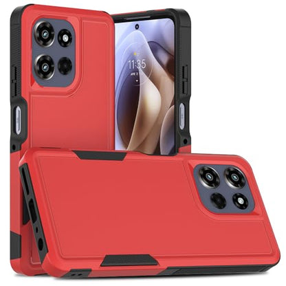 for Motorola Moto G Power 2026 / Moto G Power 2025 Case: Dual Layer Protective Heavy Duty Cell Phone Cover Shockproof Rugged with HD Screen Protector Military Protection Bumper Tough, Red - color: Red (PC) + Black (TPU)