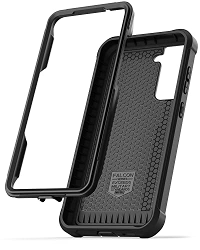 Encased Falcon Designed for Samsung Galaxy S21 FE Belt Clip Case, Full Body Protective Phone Case with Holster (Black) - size: S21 FE