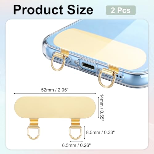 uxcell Double Ear Stainless Steel Clip Phone Lanyard Tab Ultra-Thin Phone - color: Gold