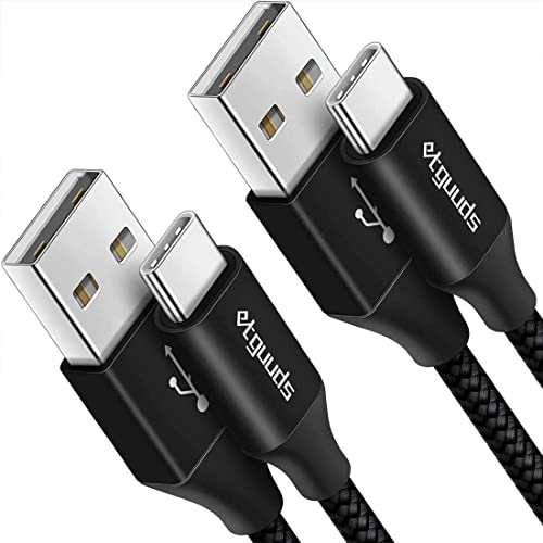 etguuds USB to USB C Cable 2ft, 2-Pack USB A to USB C Charger Cord Type C - color: Black