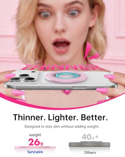 SYNCWIRE for MagSafe Phone Grip, Magnetic Phone Ring Holder - color: Pearl Pink