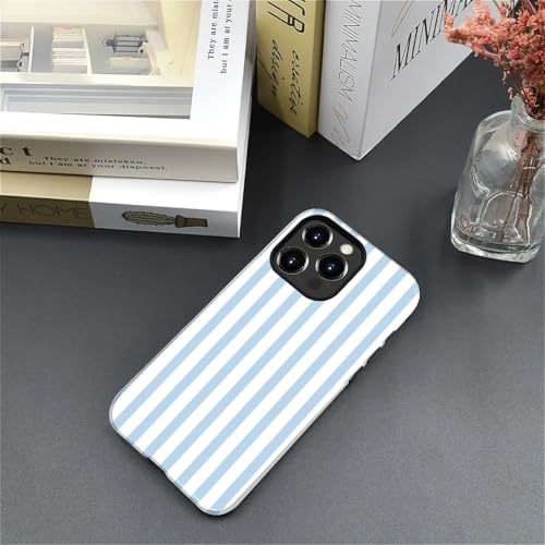 Compatible with iPhone 15 Pro Max Case,Glossy 2-in-1 Sleek All-Inclusive Dual-Layer Material Soft TPU + PC Back for Blue Stripes Geometric Pastel Summer Beach - color: Blue Stripes Geometric Pastel Summer Beach-Glossy, size: iPhone 15 Pro Max