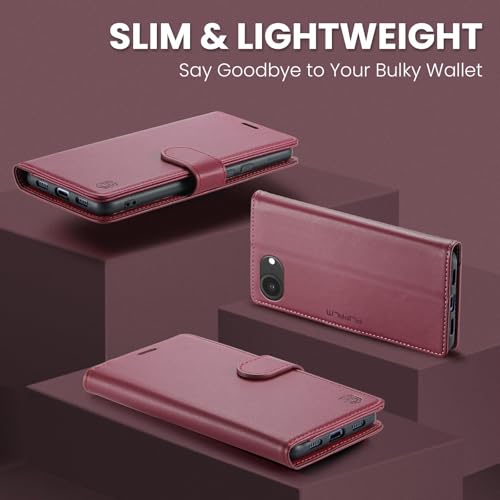 FLIPALM Card Holder Wallet Case for iphone 17e, Red | Card Holder, RFID Blocking, PU Leather Folio Flip, Kickstand, Protective Shockproof Cover - color: Red
