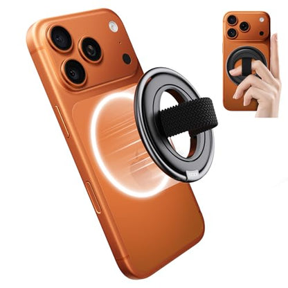 SODI Magnetic Phone Ring Holder Grip with N54 Strong Magnet, 3 Detachable Finger Straps, Phone Holder for Hand, Cell Phone Grips for Back of Phone & Kickstand Compatible with iPhone 17 16 15 14 13 12