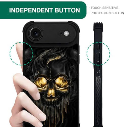 case for iPhone 17 Air,Compatible with Magsafe,All-Round Protection Shockproof Anti-Scratches TPU Case Cover-Gold Black Skull - color: Gold black skull, size: IPhone 17 Air