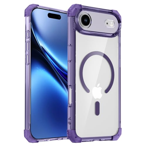 Magnetic Clear Case for iPhone Air Case Crystal Clear, [Anti-Yellowing][Military-Grade Protection], Shockproof Protective Bumper Cute Transparent Slim, Compatible with MagSafe, Clear Purple - color: Purple, size: for iPhone AIR