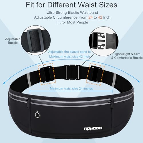 Slim Running Belt, Water Resistant Fanny Pack for Women Men, Black - color: 01-Black