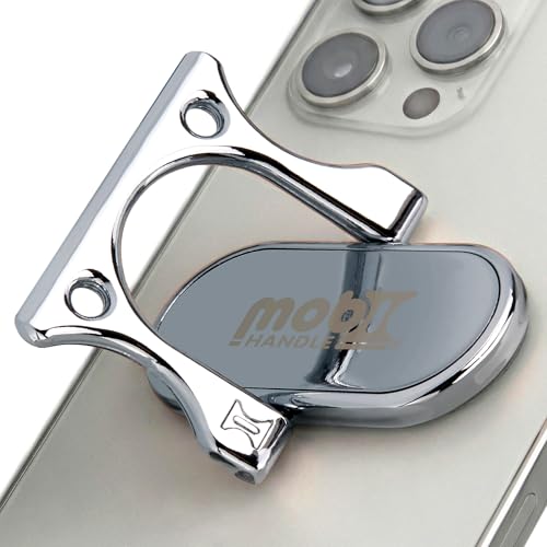 Patented 3-Finger Phone Grip & Stand - Comfortable & Secure Loop Holder for iPhone & Android - Ultra-Slim Zinc Alloy - Magnetic Mount Ready - Cell Phone Ring Alternative [Silver Chrome] - color: Silver