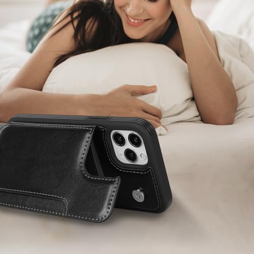 iCoverCase Compatible with iPhone 11 Pro Phone Case with Card Holder, Wallet Case for Women Men RFID Blocking PU Leather Protective Case 5.8 Inch (Black) - color: Black