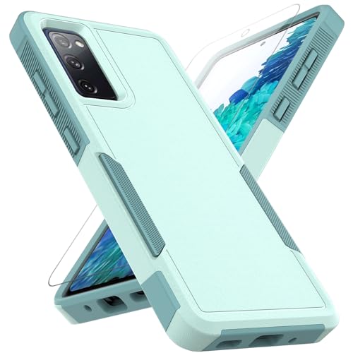 for Samsung Galaxy S20 FE 5G Case: Dual Layer Protective Heavy Duty Cell Phone Cover Shockproof Rugged with Screen Protector - Military Protection Bumper Tough - Samsung Galaxy S20 FE 5G, Mint Green - color: Mint Green (PC) + Mint Green (TPU)
