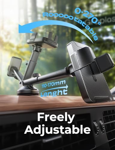 LISEN for iPhone 18 Pro Max Car Phone Holder 2-in-1 Suction Cup Mount-Black